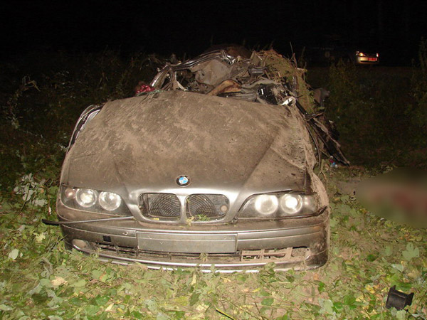 В Жлобинском районе BMW врезался в дерево. Два человека погибли, авто разорвало на части