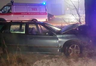 Peugeot врезался в дерево в Минском районе, водитель в больнице
