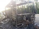 В Лидском районе дотла сгорел автобус