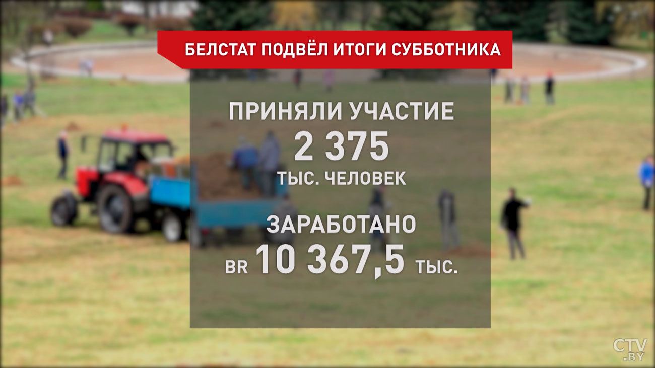 ​Заработано свыше 10 млн рублей. Белстат подвёл итоги республиканского субботника-1