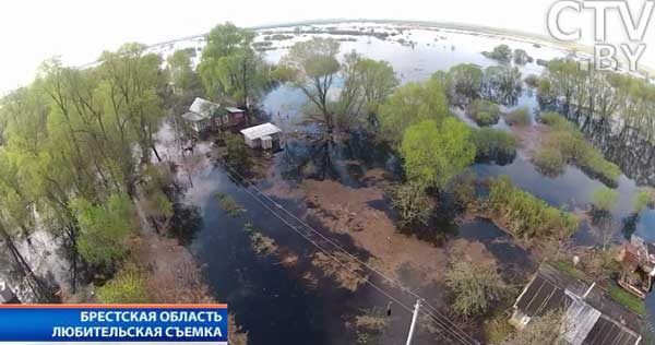 Авиамоделист из Пинска при помощи беспилотника заснял размах паводка на Полесье