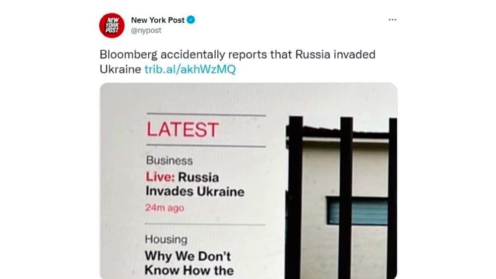 Агентство Bloomberg объявило о вторжении России в Украину. Вот что произошло на самом деле-1
