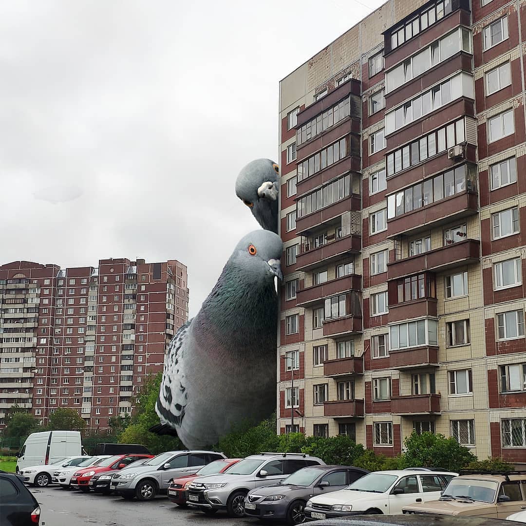 Художник добавляет на фотографии огромных животных. Вот так выглядит одна из параллельных реальностей -10