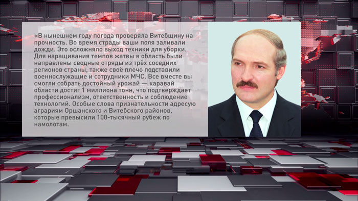 Лукашенко: трудолюбие сельчан Витебщины поможет выполнять масштабные задачи 
