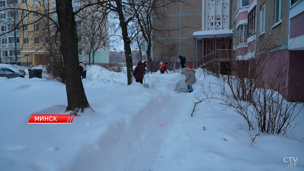 Звенит январская вьюга! Белорусы продолжают выходить на борьбу со снегом вместе с коммунальными службами-1