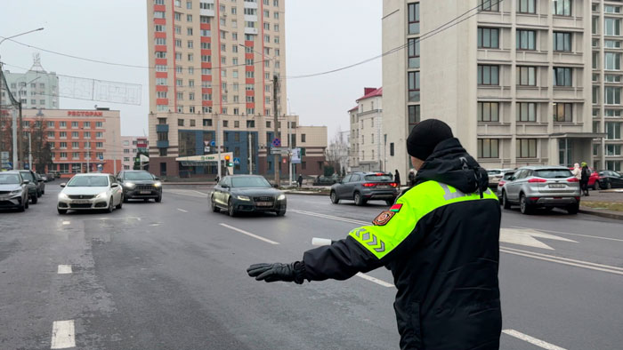 Сотрудники ГАИ поздравили минчан и гостей столицы с наступающим Новым годом