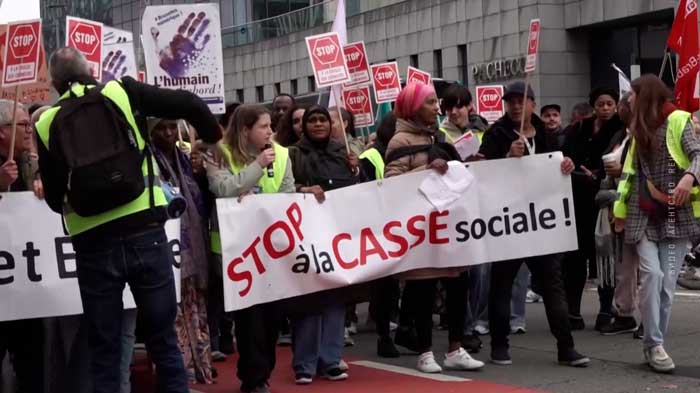 В Брюсселе прошли массовые протесты из-за антисоциальных реформ правительства