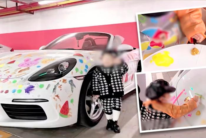 Женщина позволила дочери разрисовать белый Porsche, но вызвала недоумение других родителей-1