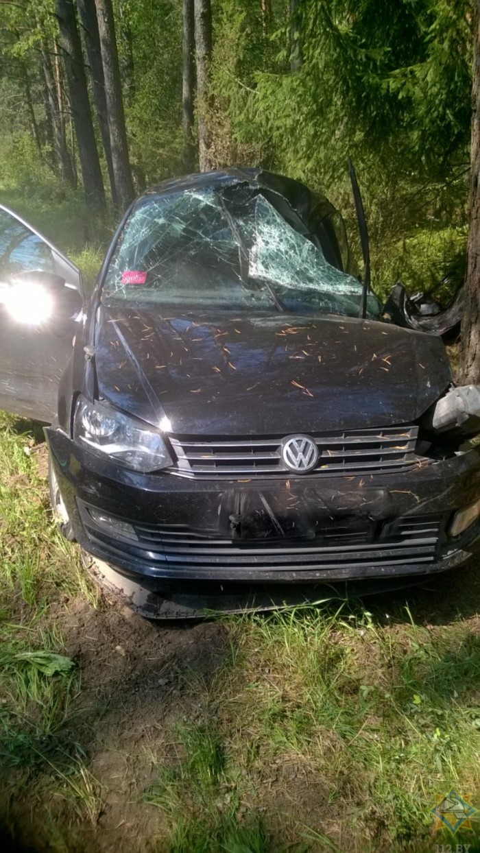 В Мядельском районе Volkswagen врезался в дерево. Понадобилась помощь спасателей-1