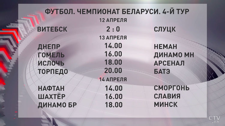 «Витебск» обыграл «Слуцк» в первом матче 4-го тура ЧБ по футболу-4