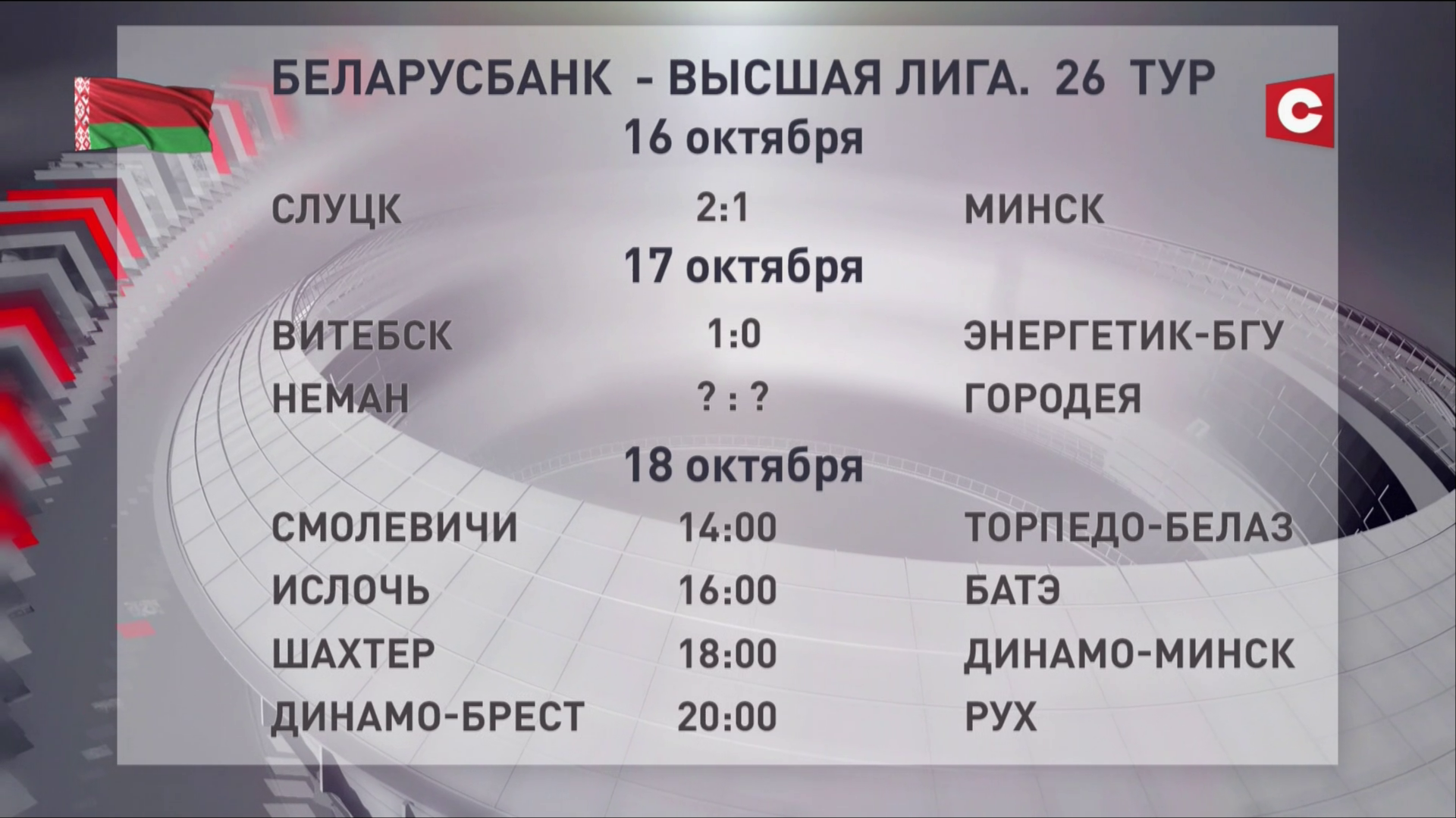 26 тур чемпионата Беларуси по футболу. Итоги матчей за 16 и 17 октября-7