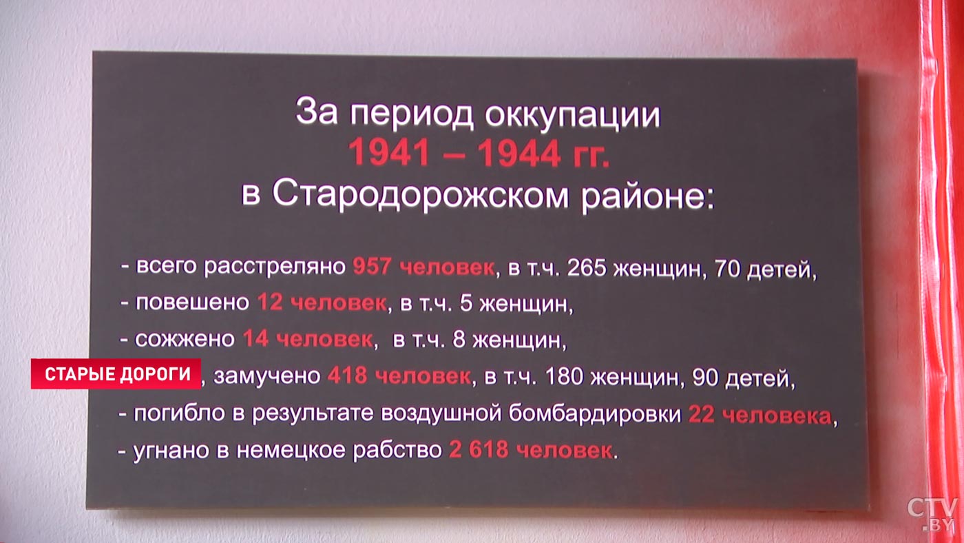 Есть и стенд о Языльской трагедии. В Старых Дорогах открылась экспозиция о геноциде белорусского народа в годы ВОВ-4