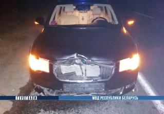 В Крупском районе Skoda сбила человека, который сидел на дороге 