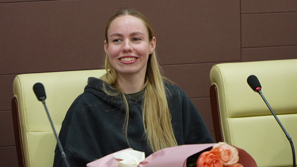 Василину Хондошко встретили на Родине после победы на этапе Кубка мира по синхронному плаванию