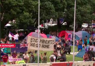 В Новой Зеландии митингующие против ковид-ограничений поставили палатки около здания парламента