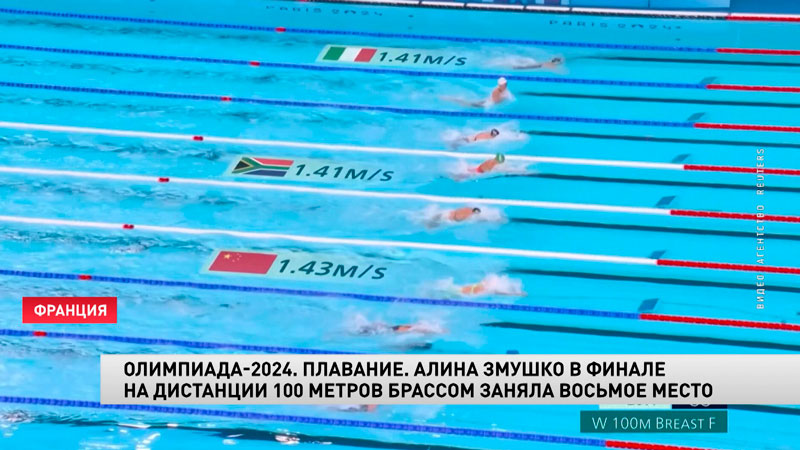 Париж-2024. Алина Змушко заняла 8 место на дистанции 100 метров брассом-1