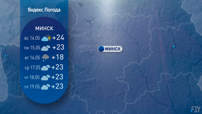 Потеплеет до +27°C, но не обойдётся без осадков. Прогноз погоды в Беларуси на середину мая-14