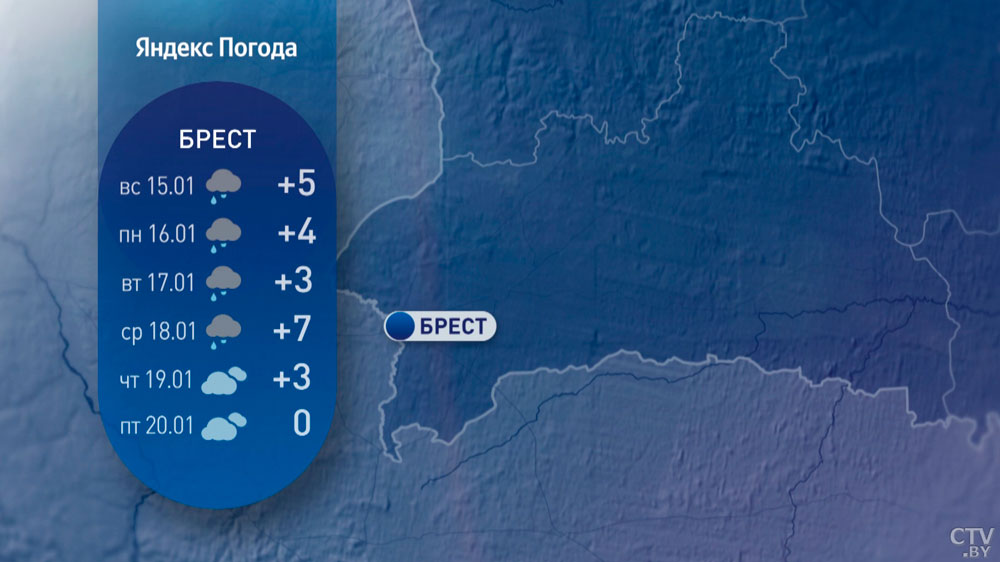 Погода в Беларуси на неделю: в середине января будет до +6°C, ожидаются дожди и мокрый снег-4