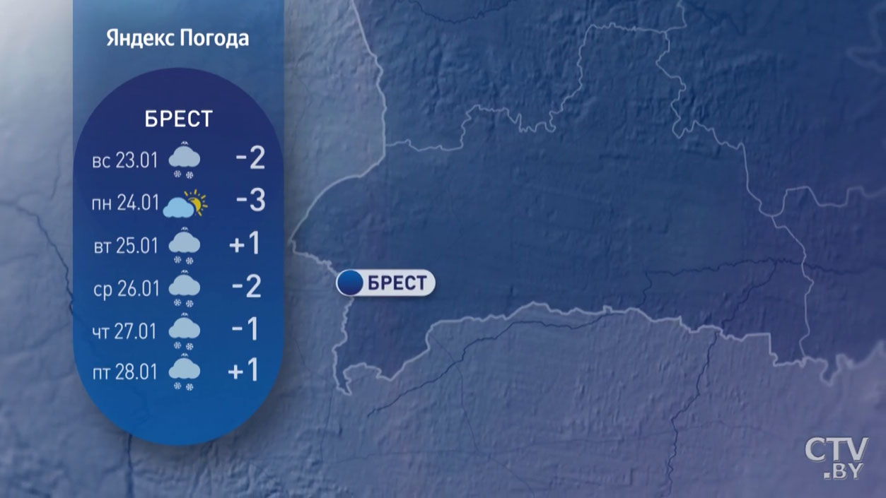 От -11°С в начале недели до плюса к выходным. Прогноз погоды в Беларуси на конец января-6