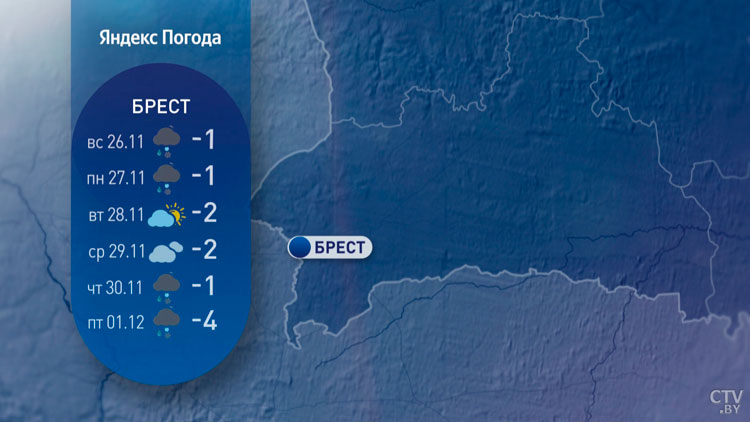 До -13°C ожидается в Беларуси к началу зимы. Прогноз погоды на неделю-4