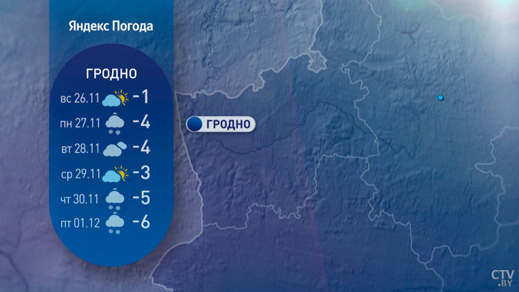 До -13°C ожидается в Беларуси к началу зимы. Прогноз погоды на неделю-6