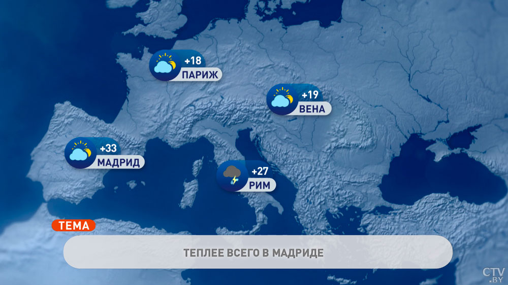 В Мадриде +33°C, в Москве +17°C. Погода в Европе на неделю с 30 мая по 5 июня-1