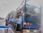 В Воложинском районе сгорела фура с 20 тоннами льноволокна: водитель не пострадал