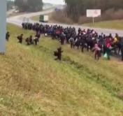 Не менее 500 человек. Большая группа беженцев двинулась по трассе к погранпереходу «Брузги»