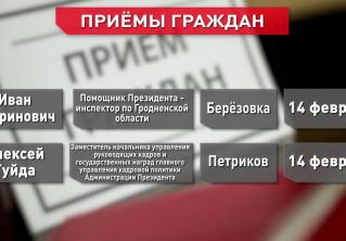 14 февраля – в Берёзовке и Петрикове. Администрация Президента продолжает проводить выездные приемы граждан