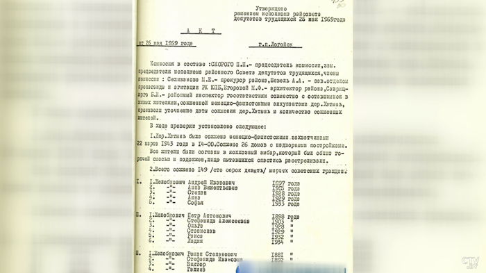 Первый документ со списком сожжённых жителей Хатыни показали в Москве-7