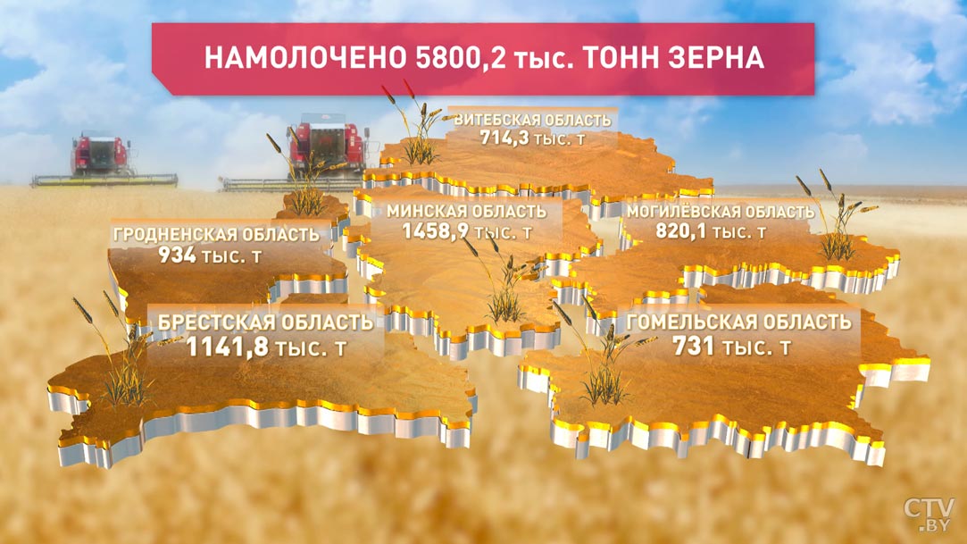 Жатва в Беларуси завершена на 90%. Самый большой вклад внесла Минская область-1