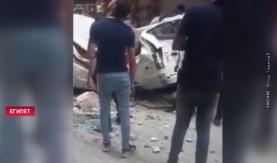 В Александрии балкон 17-го этажа рухнул на припаркованные микроавтобусы