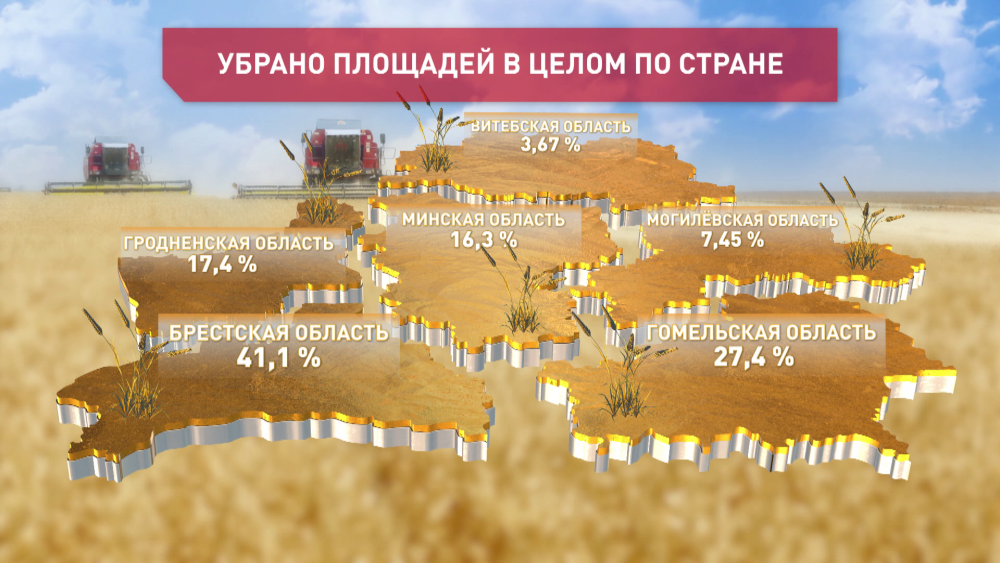 В Беларуси аграрии убрали почти 19 % от засеянных площадей