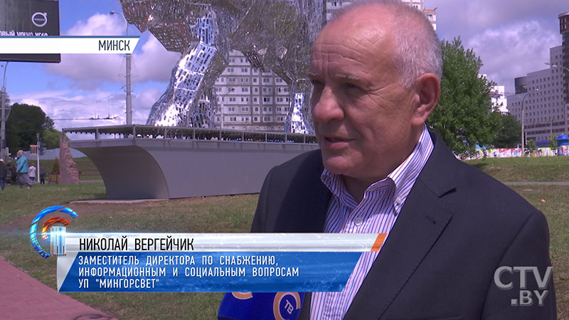 «Символизирует дорогу на Брест, к Беловежской пуще». Огромного светящегося зубра установили в Минске -6