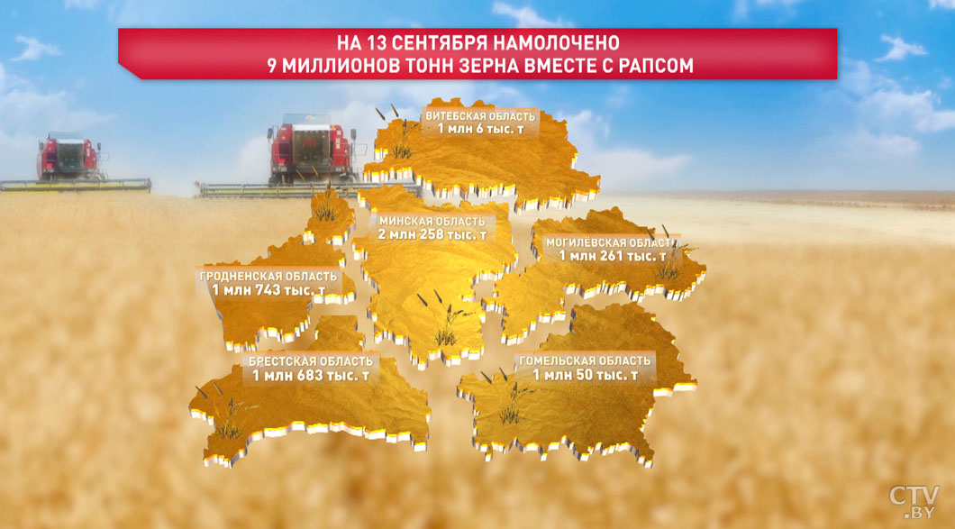 Белорусские аграрии намолотили 9 млн тонн зерна -2