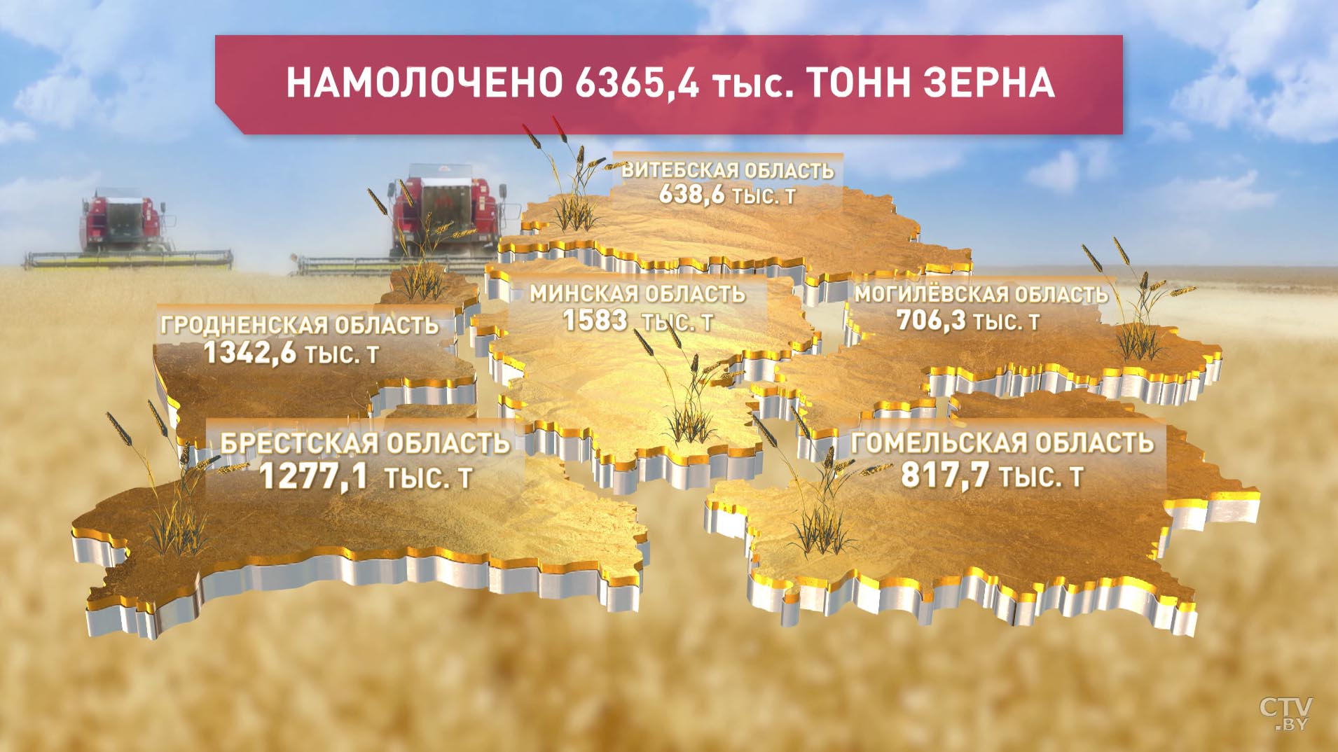 Почти 6,5 миллионов тонн зерна собрано в Беларуси-1